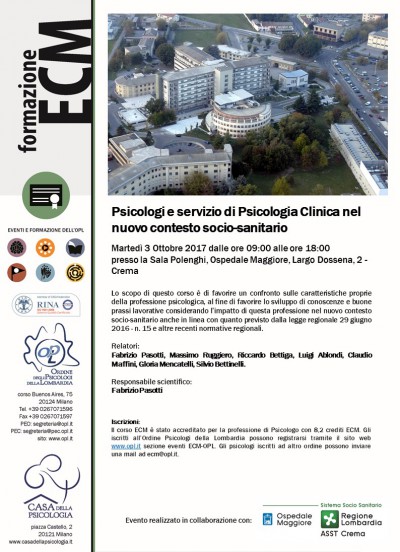 immagine articolo Evento ECM-OPL: Psicologi e servizio di Psicologia clinica nel nuovo contesto socio-sanitario