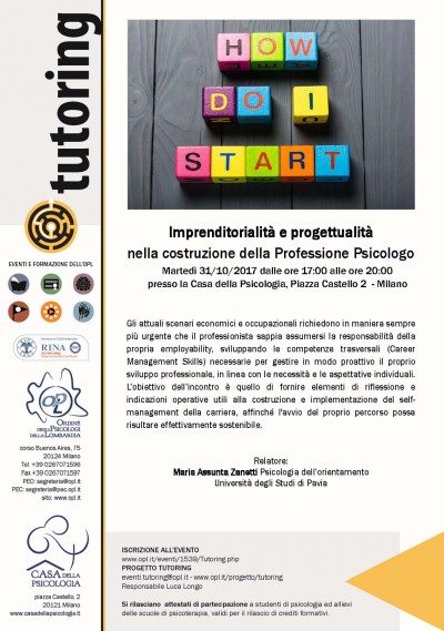 immagine articolo Evento Tutoring OPL - Imprenditorialità e progettualità nella costruzione della professione psicologo