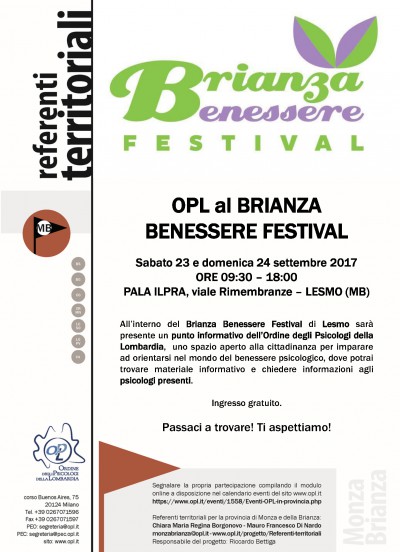 immagine articolo LESMO (MB) - OPL al Brianza Benessere Festival