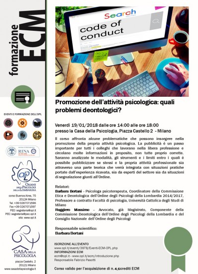 immagine articolo Evento ECM-OPL: Promozione dell’attività psicologica: quali problemi deontologici?